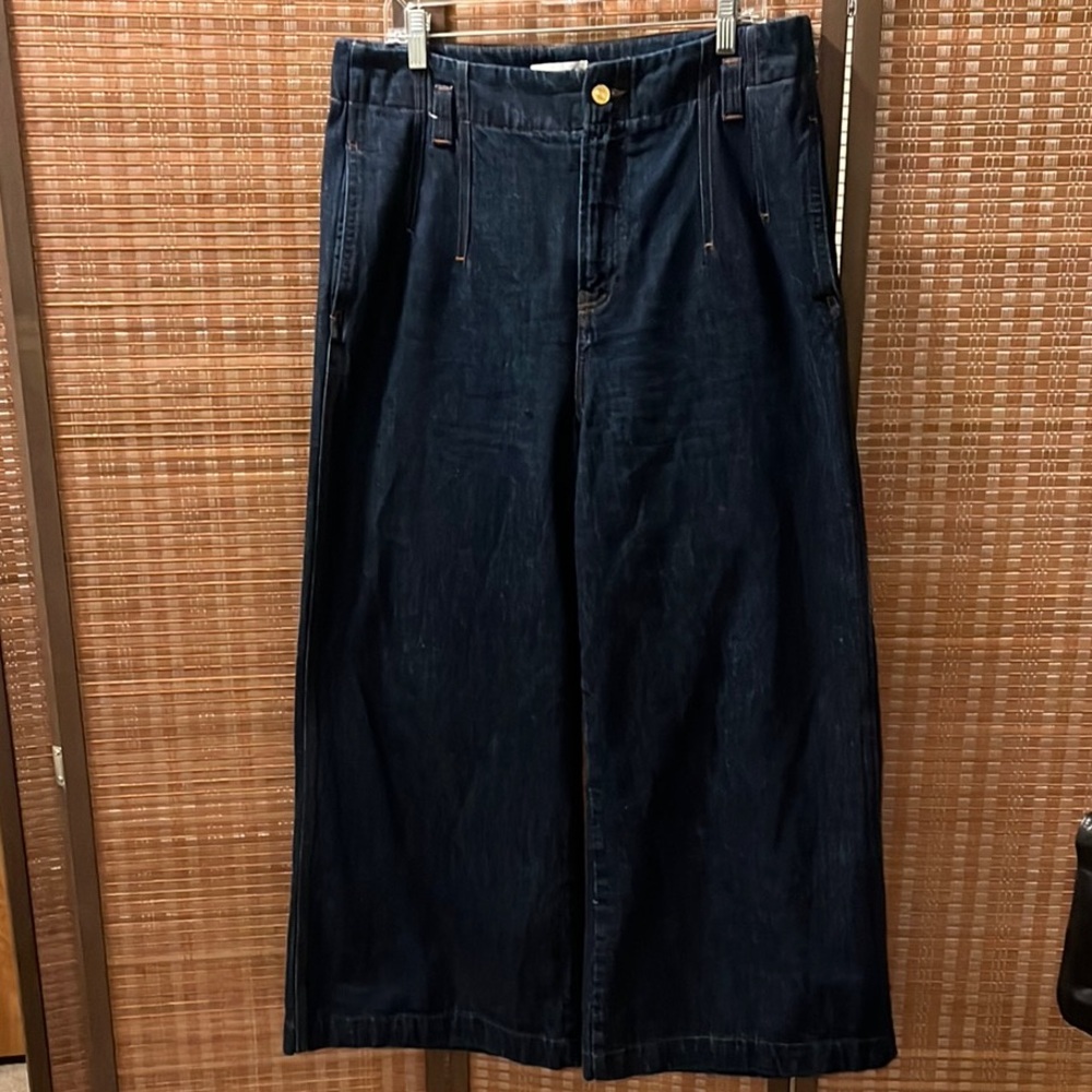 Frame Darted Blue Wide Leg Jeans